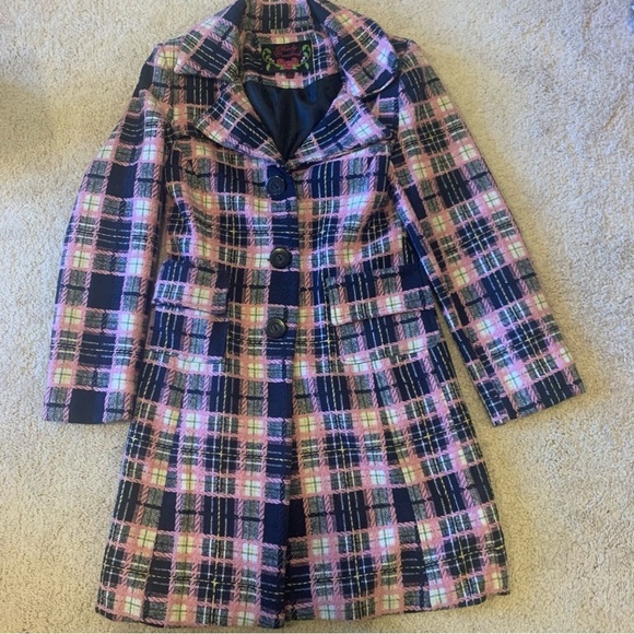 Body Central Jackets & Blazers - Body Central Small Multicolor Plaid Trench Coat